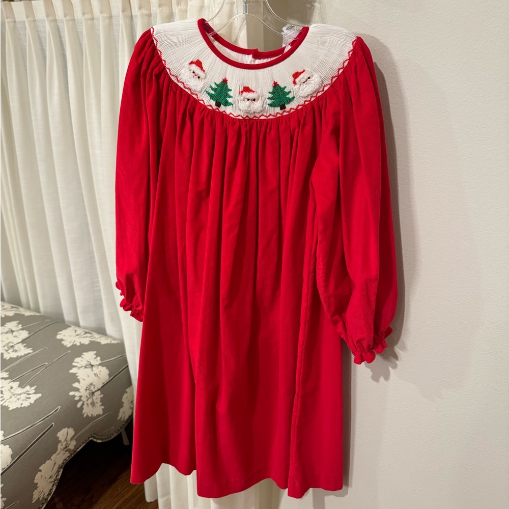 Mom & Me Red Dress w/Smocked Santas & Christmas Trees, Size 6x, New w/Tags,